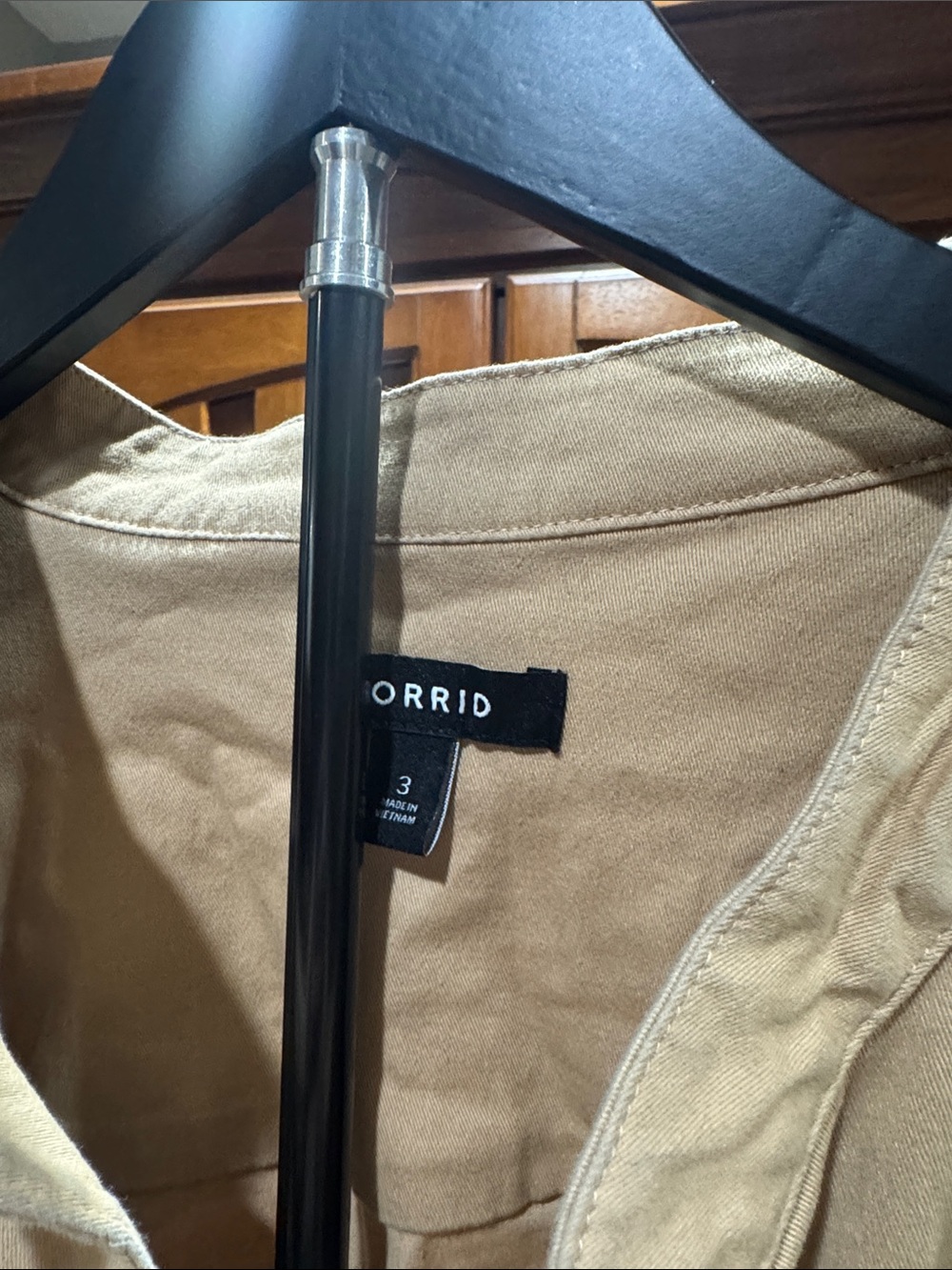 Light Tan Women's Button-Front Cropped Jacket - Picture 2 of 2